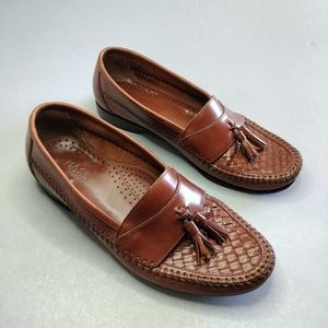 Bass Men’s Size 9 M Brown Leather Sherman Dress Shoes Made In Brazil W/Tassel